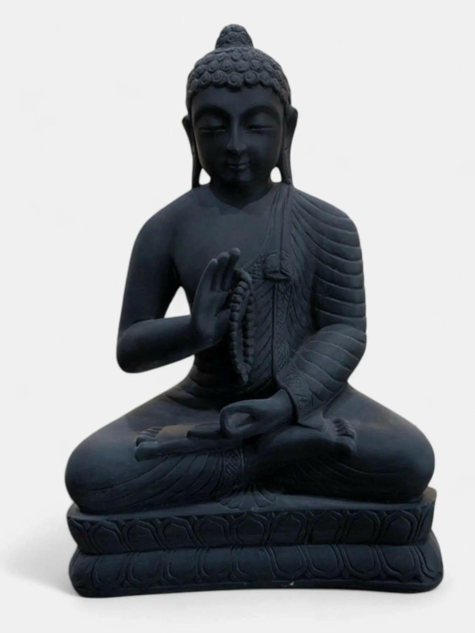 Buddha, 18 Inch, Black Marble Statue.