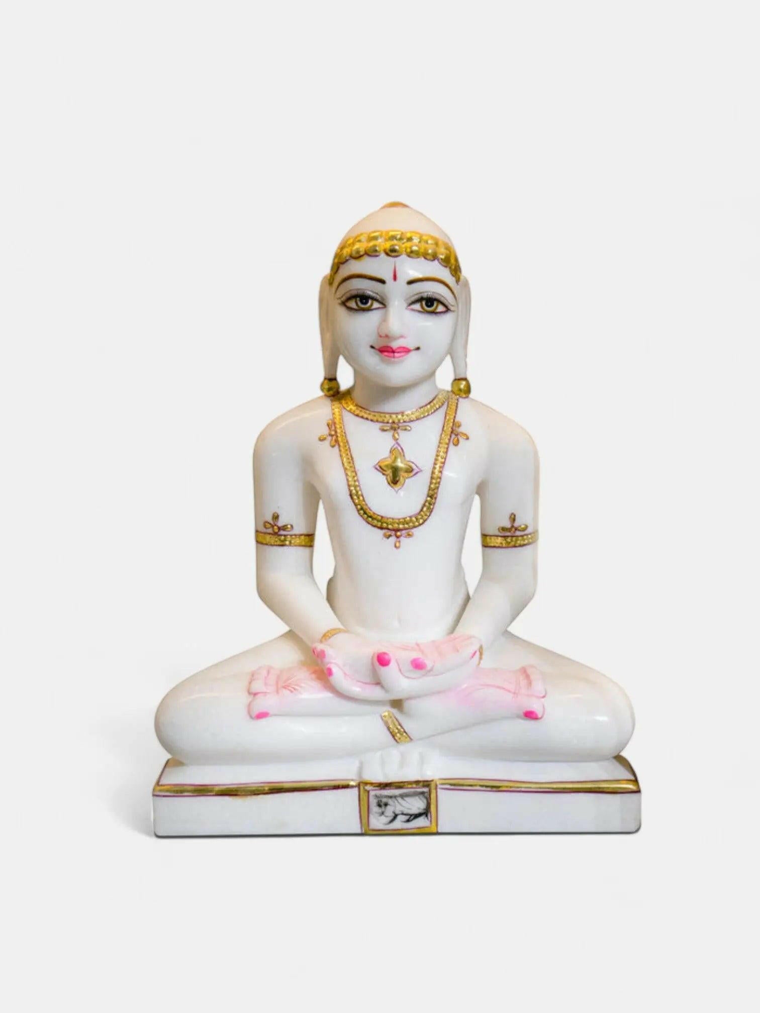 Mahavir Swami, 11 Inch, White Marble Idol.