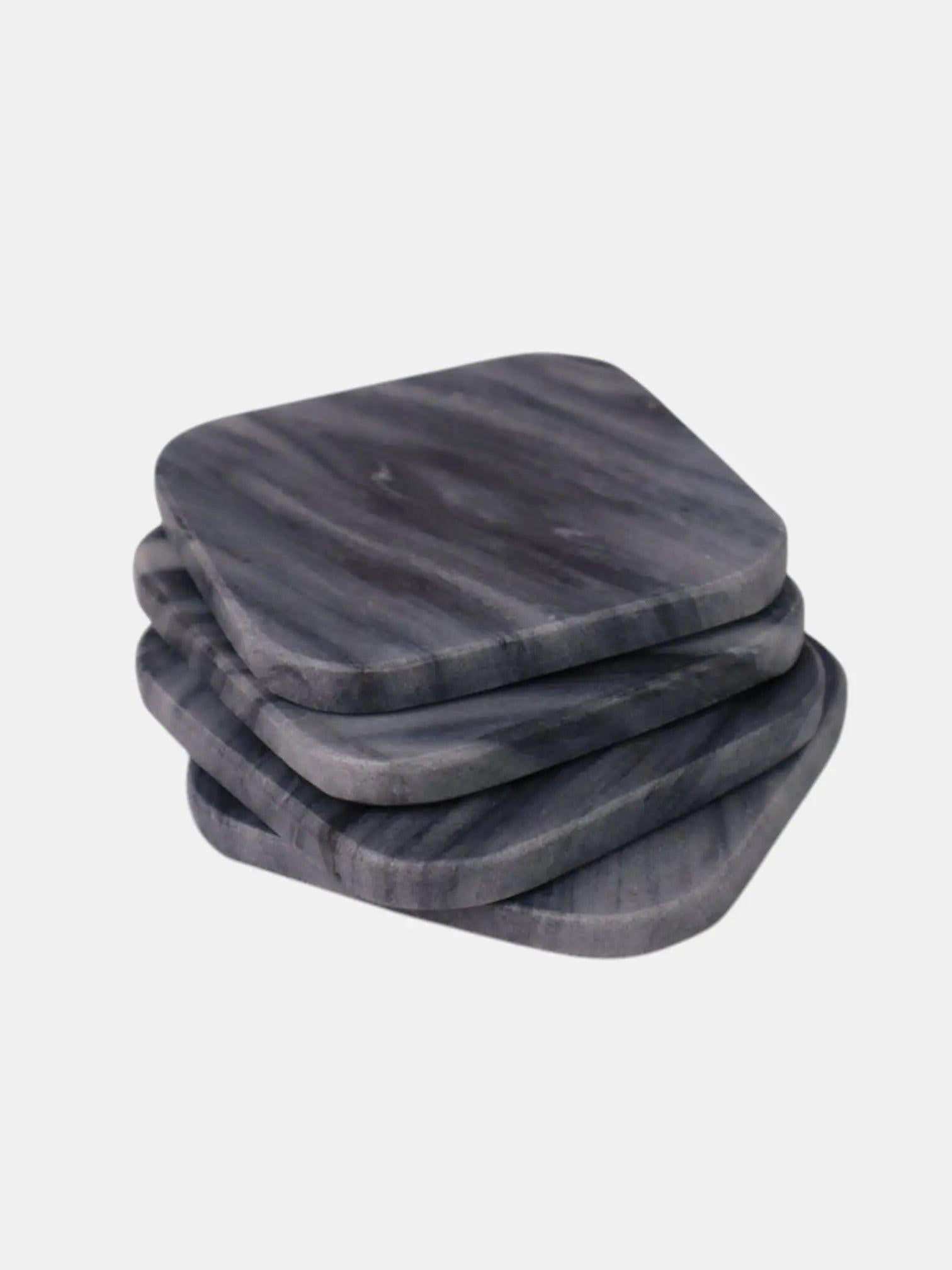 Aqua Black and White Marble Coaster Set.