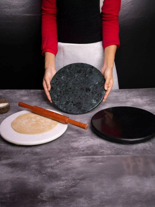 Marble Roti Making Board (Chakla) – White, Black, and green.