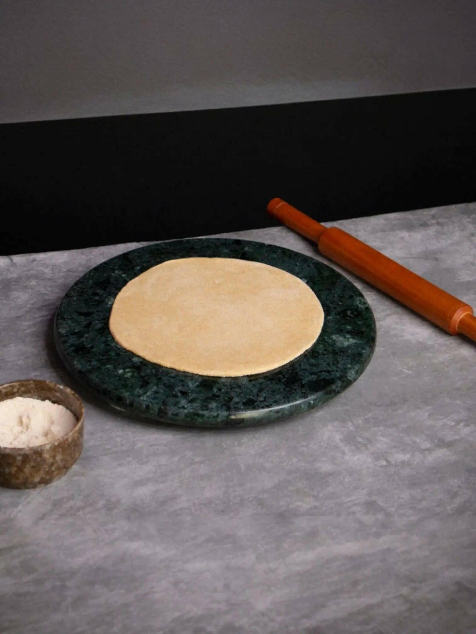 Marble Roti Making Board (Chakla) – White, Black, and green.