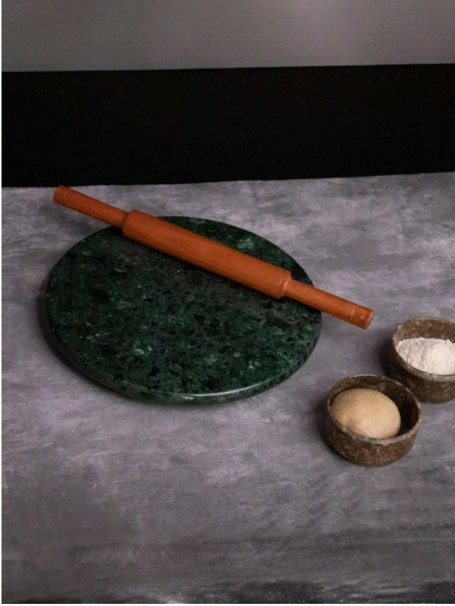 Marble Roti Making Board (Chakla) – White, Black, and green.