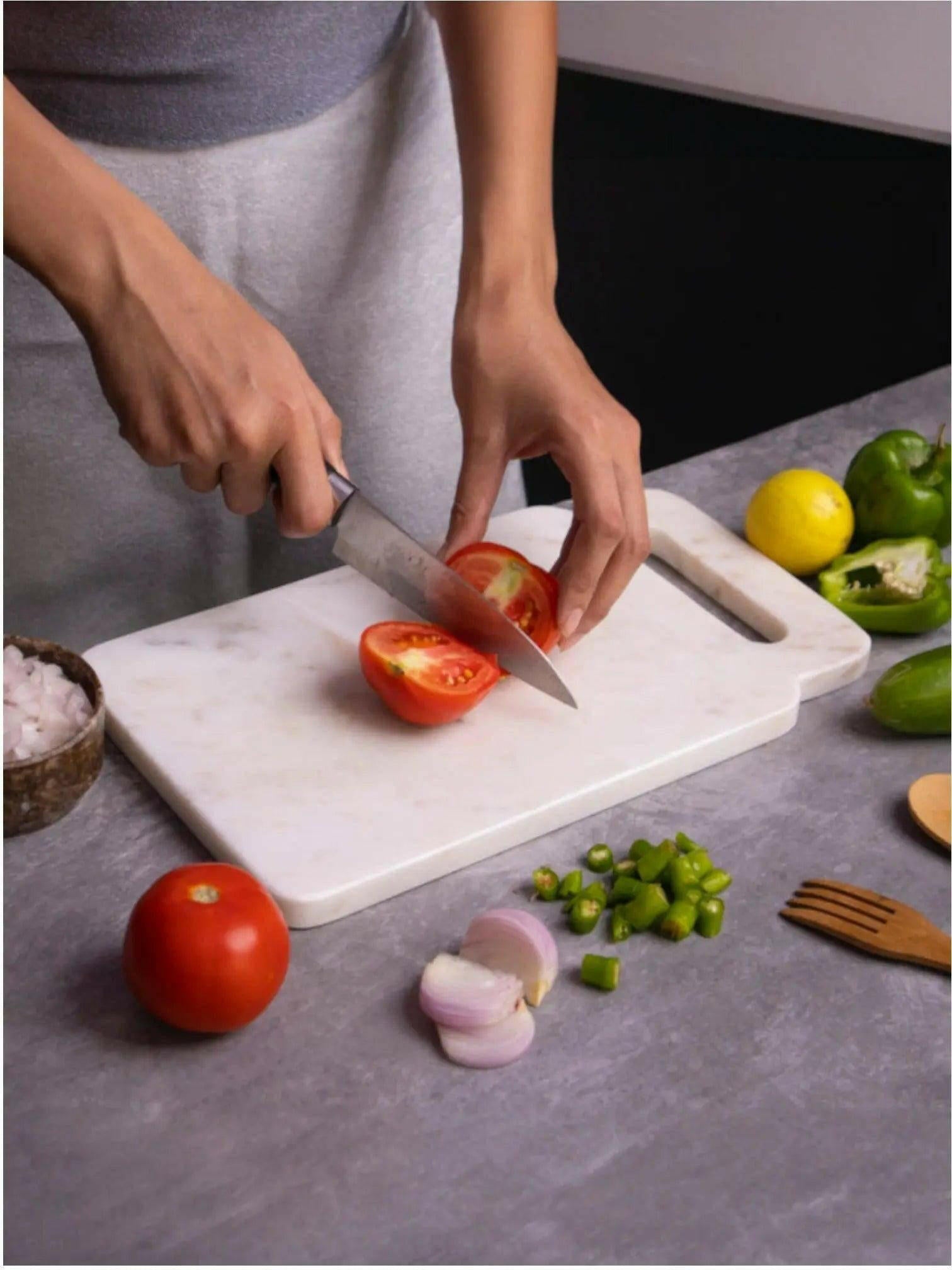 12-Inch White Marble Chopping Board.