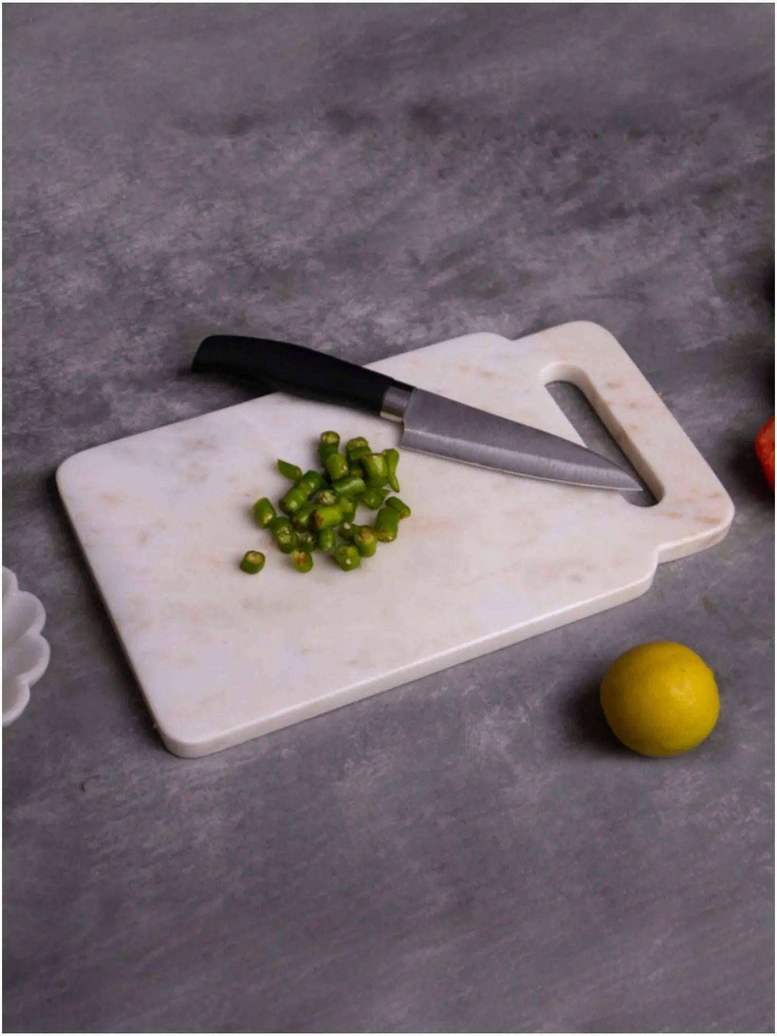 12-Inch White Marble Chopping Board.