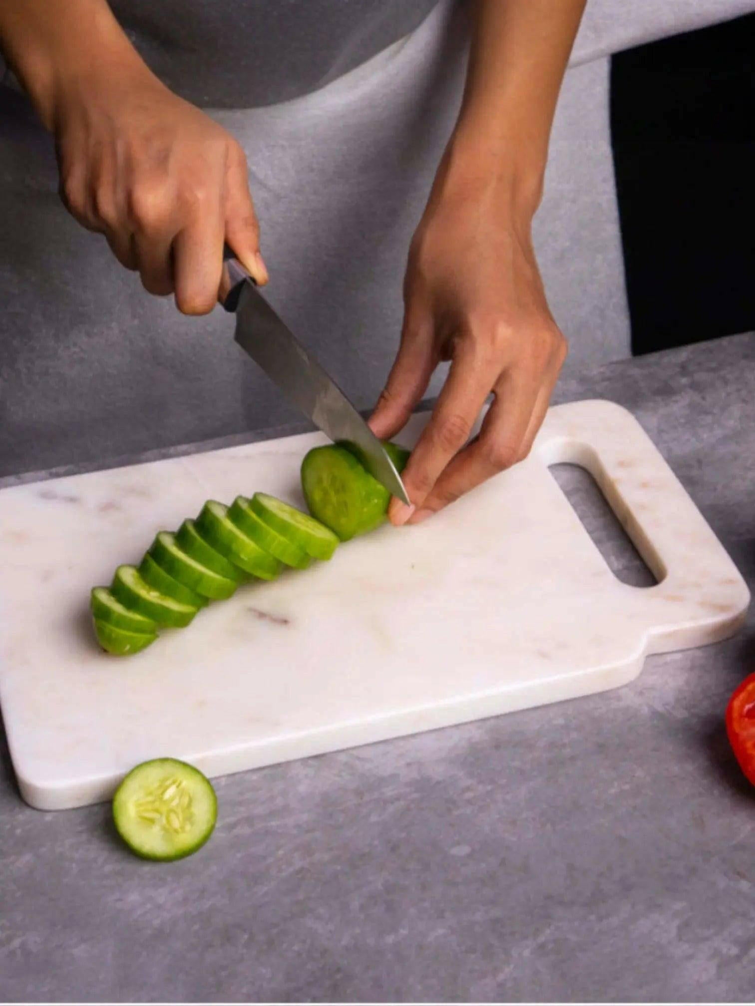 12-Inch White Marble Chopping Board.