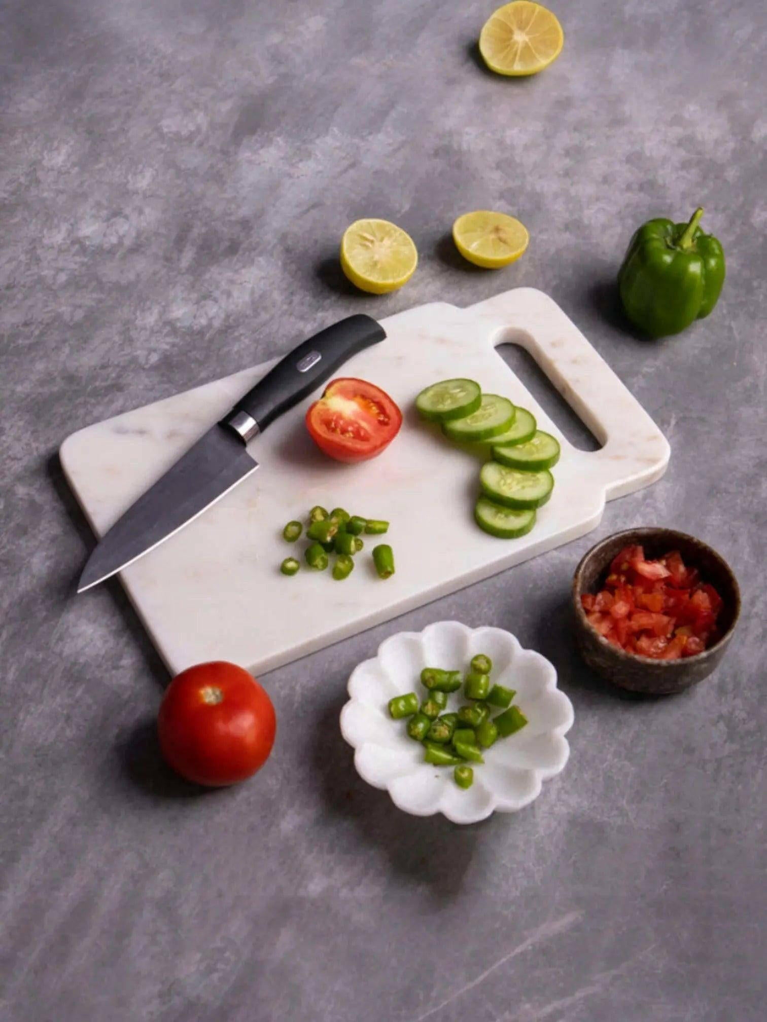 12-Inch White Marble Chopping Board.