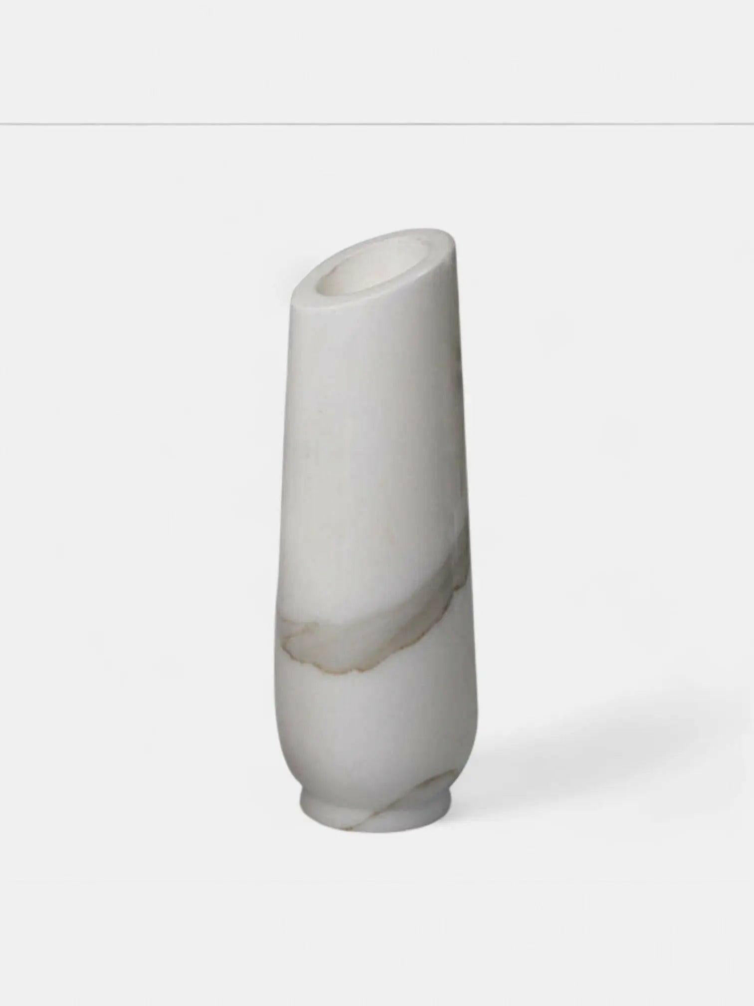 Statuario Marble Flower Vase, Elegant Decor.