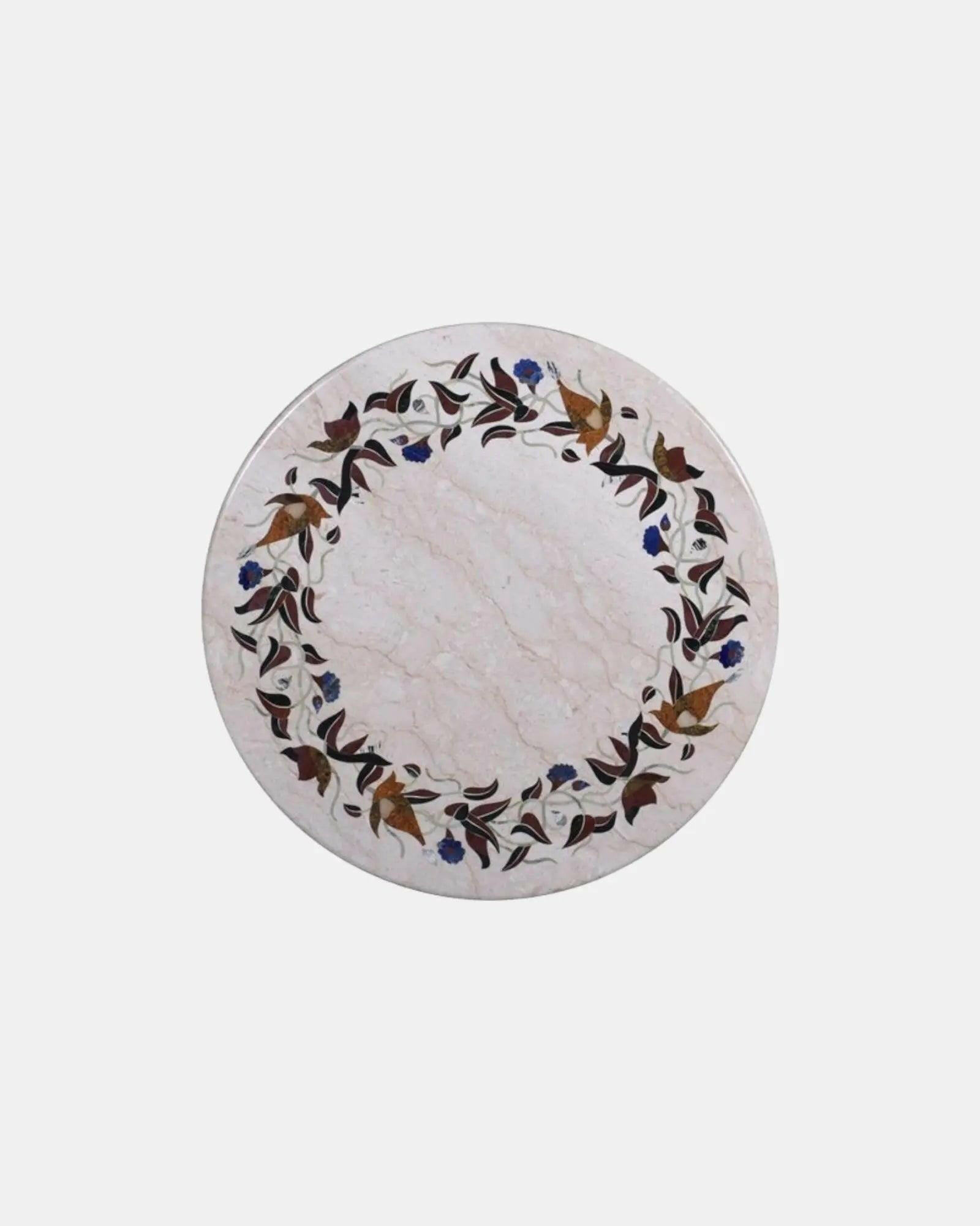 Floral Fantasia Round Marble Tabletop.