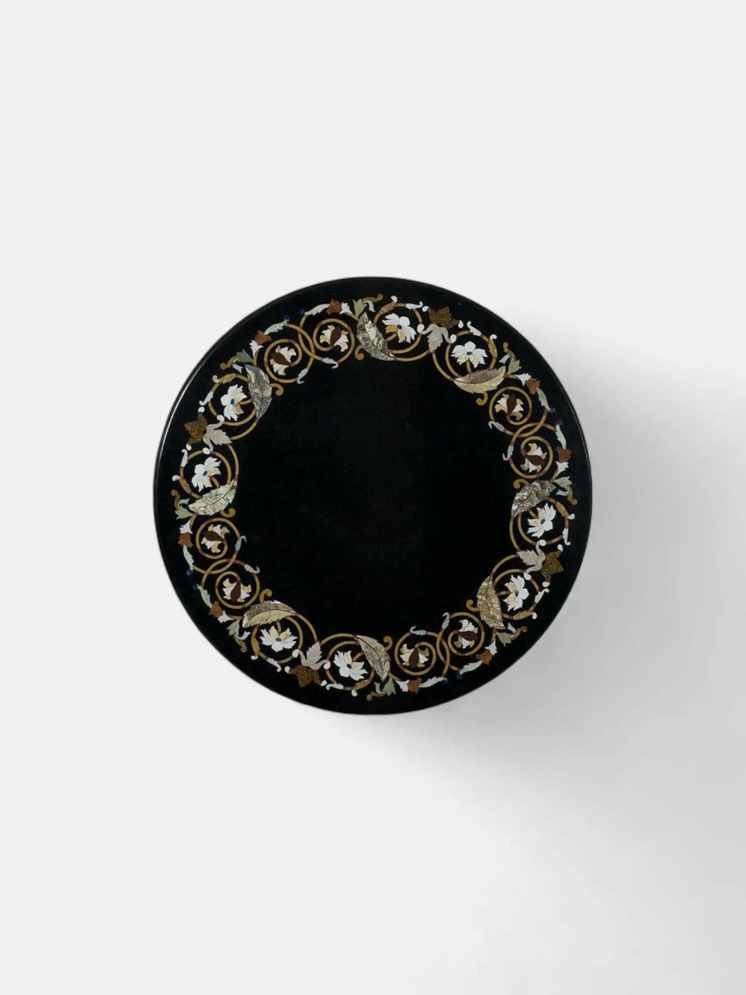 Baroque Vignette Round Marble Accent Tabletop.