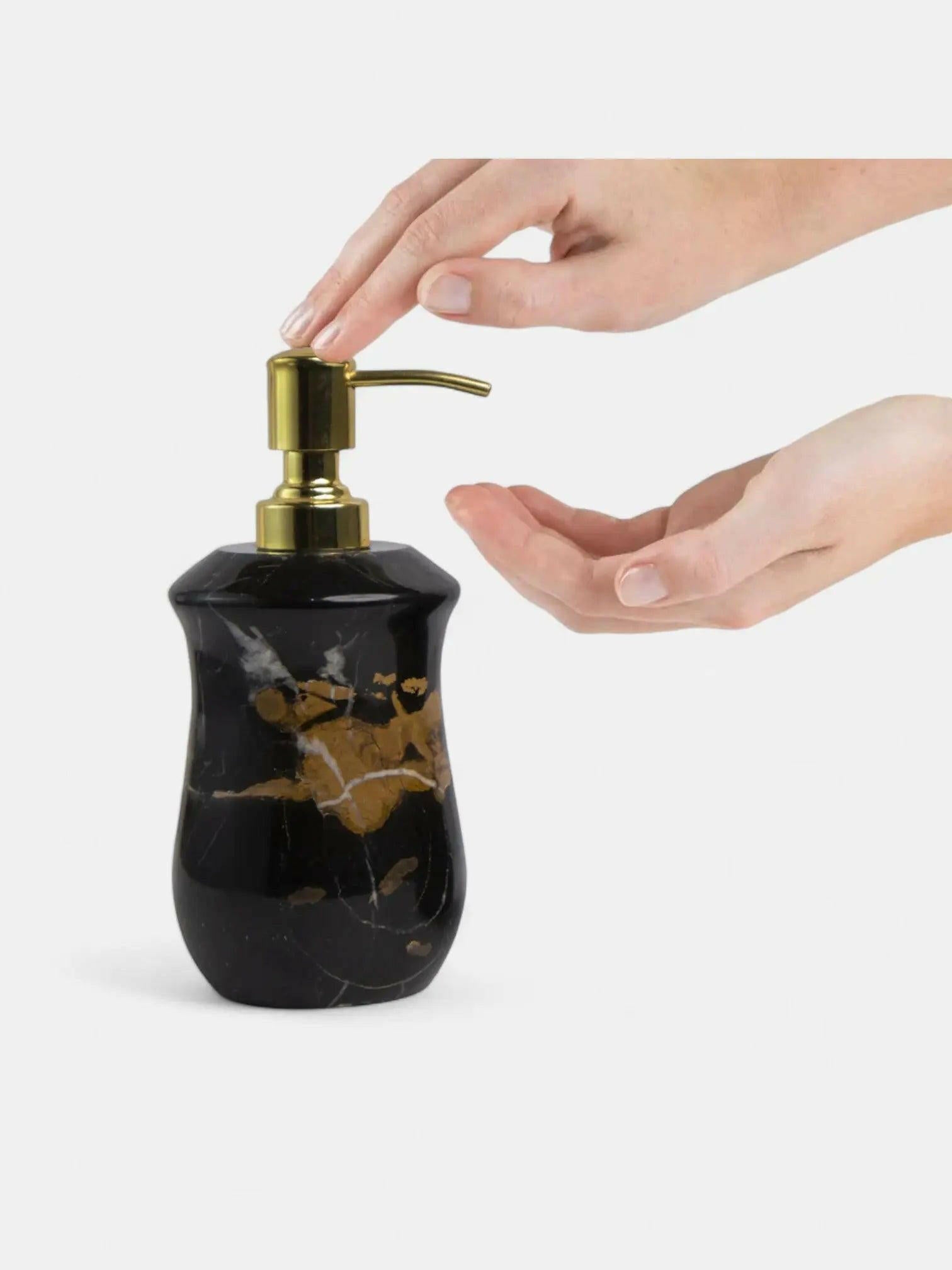 Black Portoro Marble Soap Dispenser.