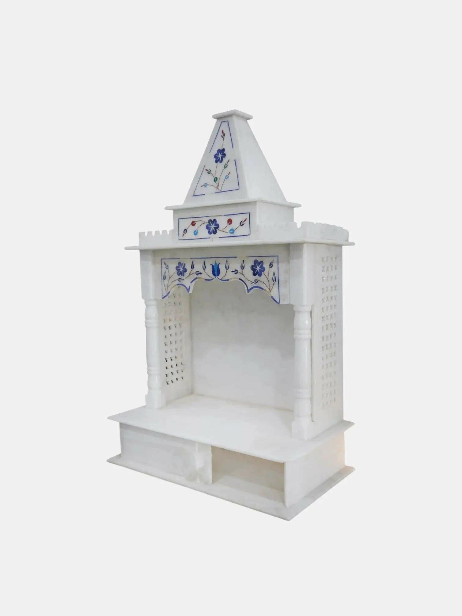 Blue Inlay Marble Temple for Home.