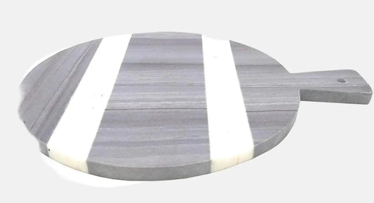 White and Grey Marble Round Chopping Board Artifact Stonex