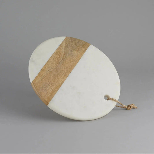 Marble and Wooden Round Chopping Board Artifact Stonex