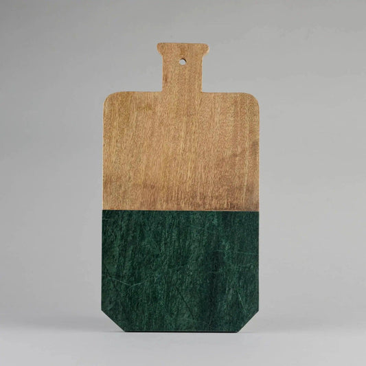 Green Marble and Wooden Chopping Board Artifact Stonex