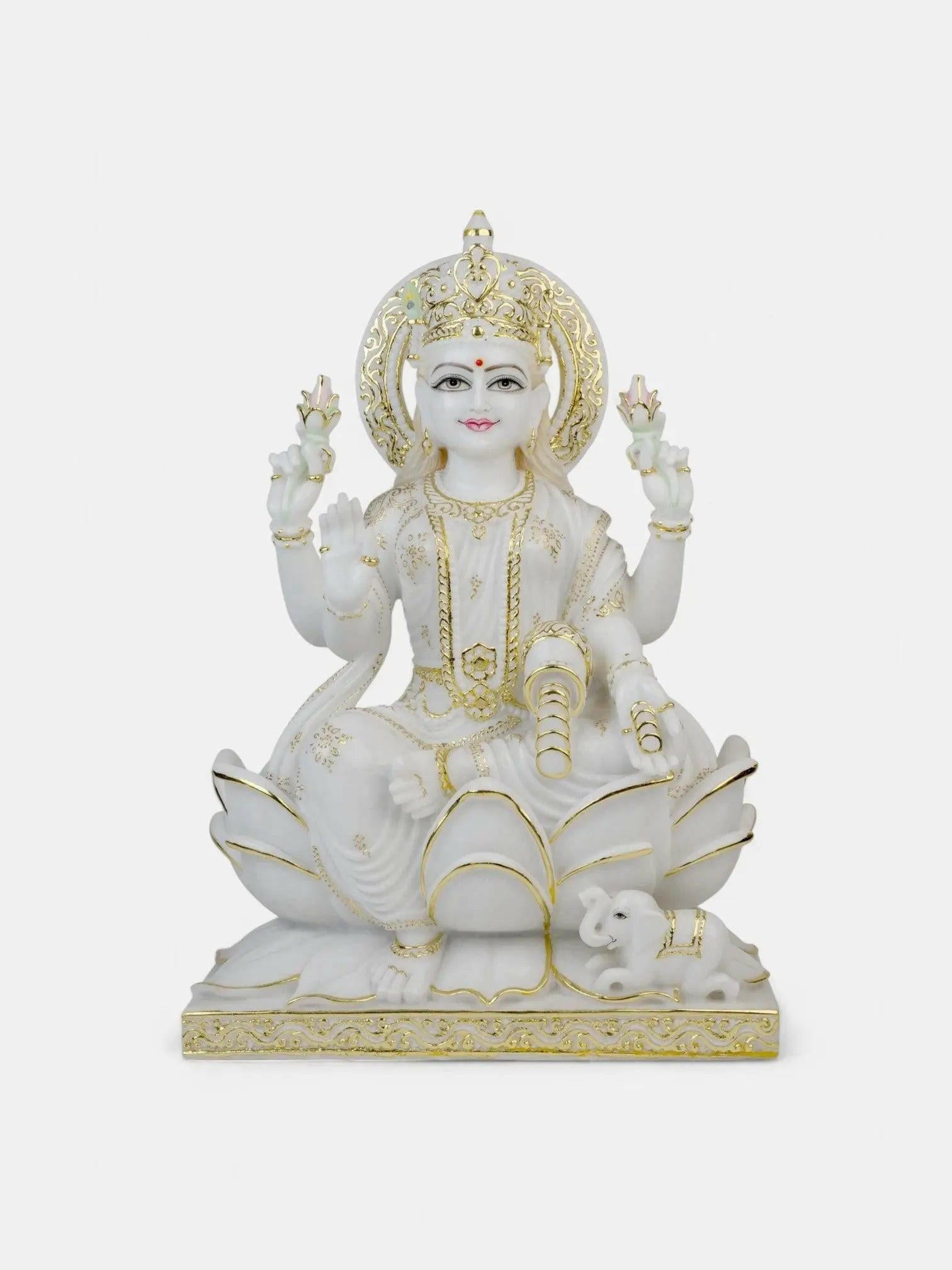 Elegant Maa Laxmi Statue in Marble.