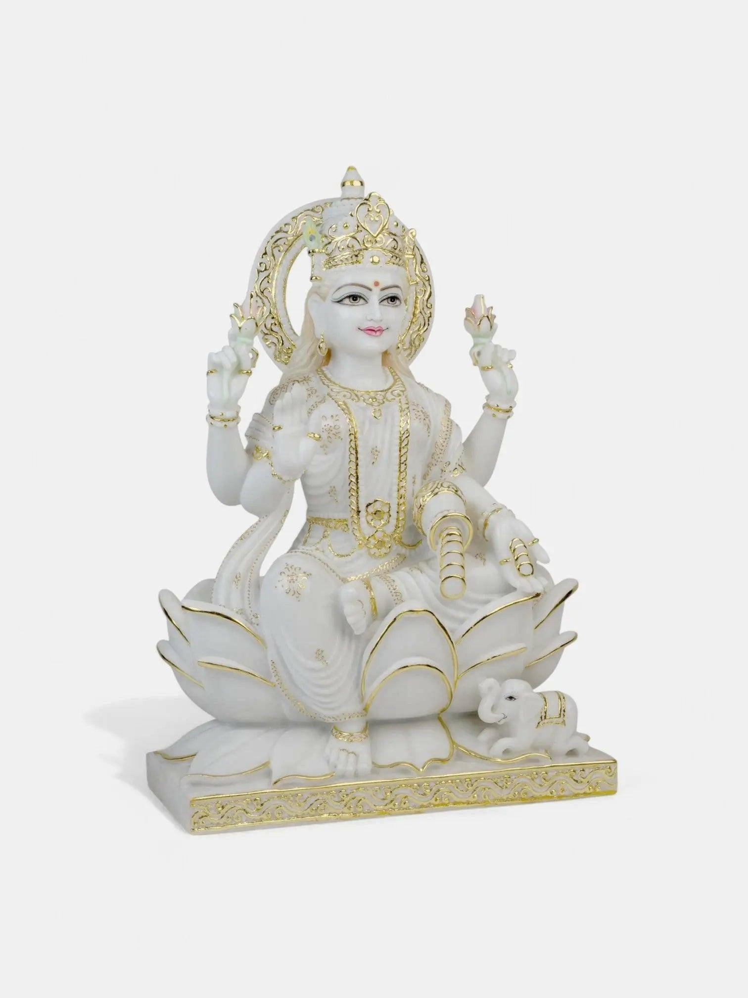 Elegant Maa Laxmi Statue in Marble.