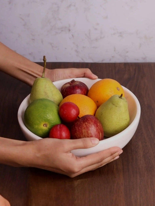 Elegant Marble Urli Fruit Bowl Decor.