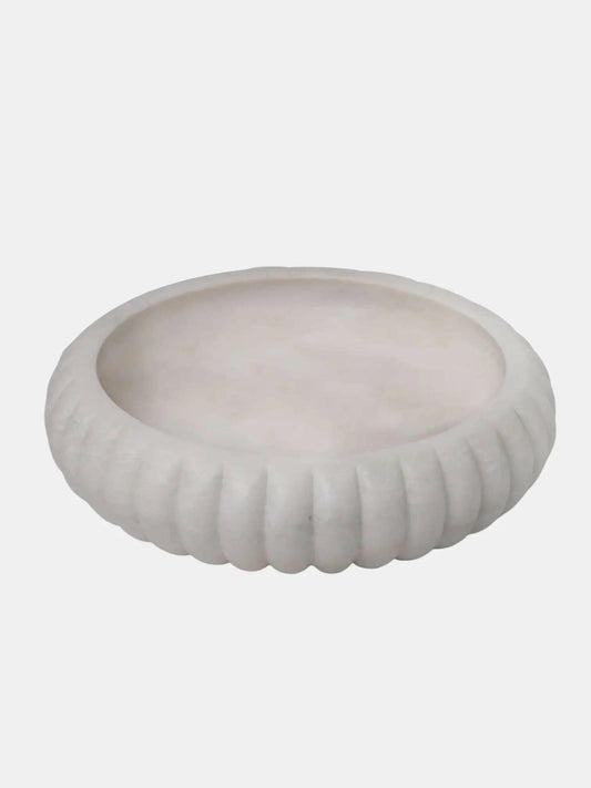 Elegant White Marble Urli Bowl Decor.