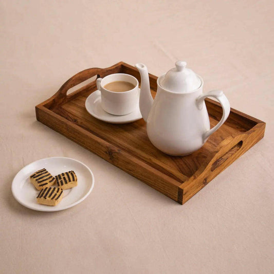 Elegant Wooden Handcrafted Serving Tray.