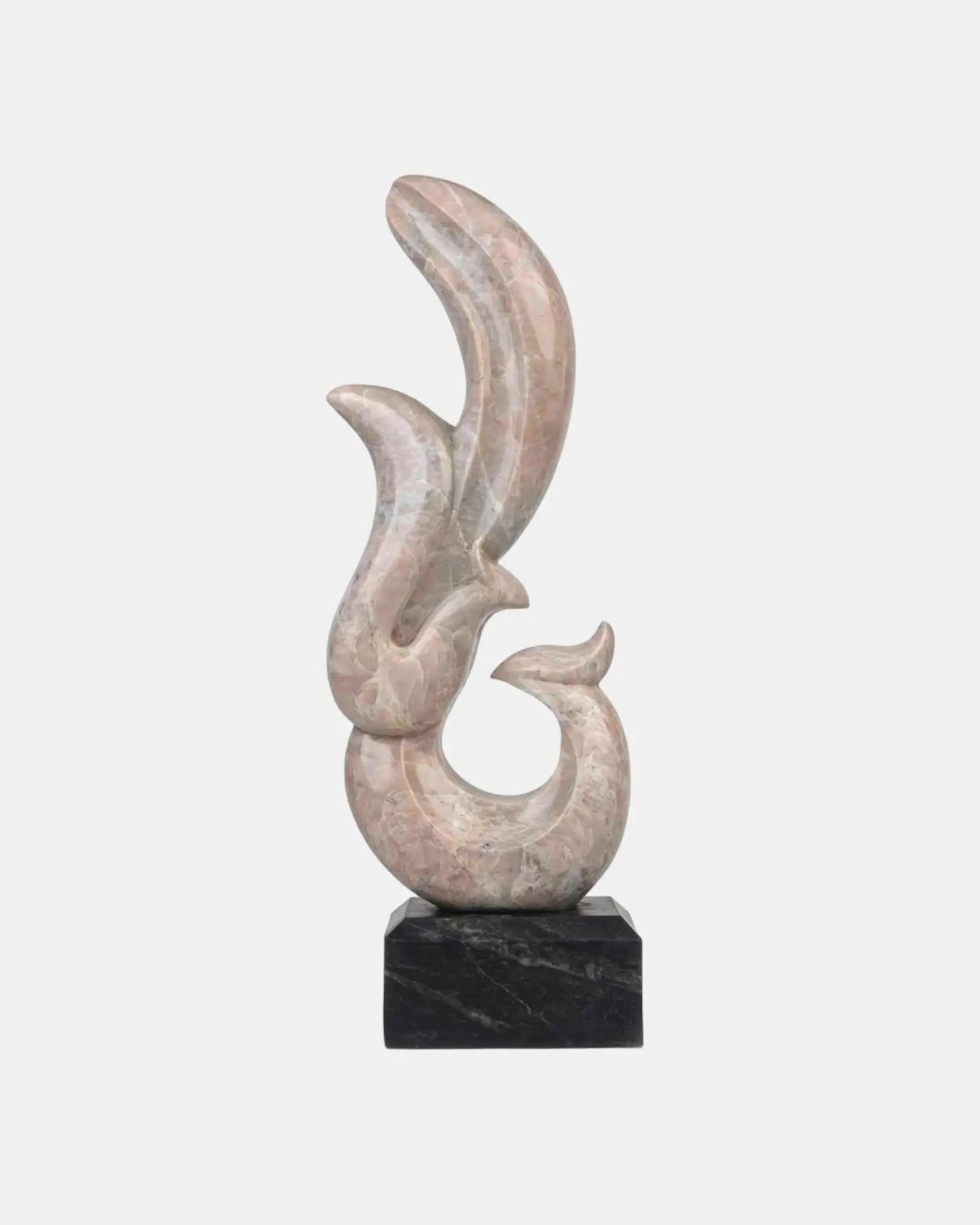 Elegant Marble Squirrels Sculpture.