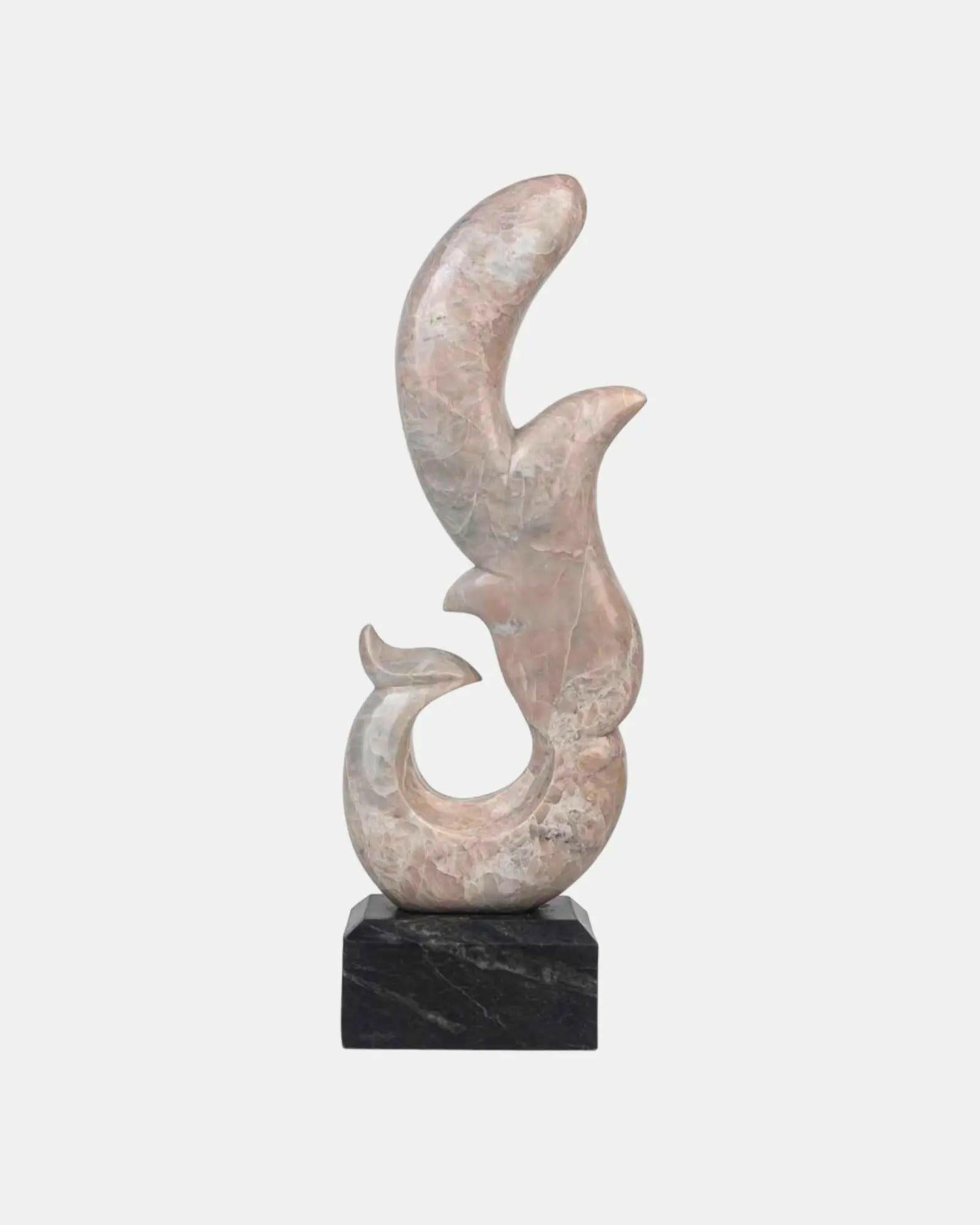 Elegant Marble Squirrels Sculpture.