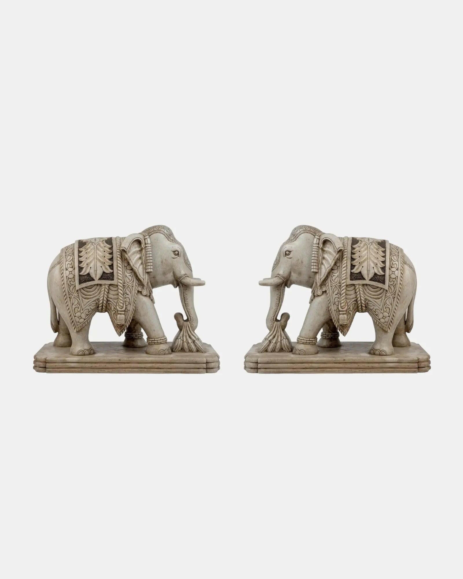 Elegant Pair of Carved Elephants.