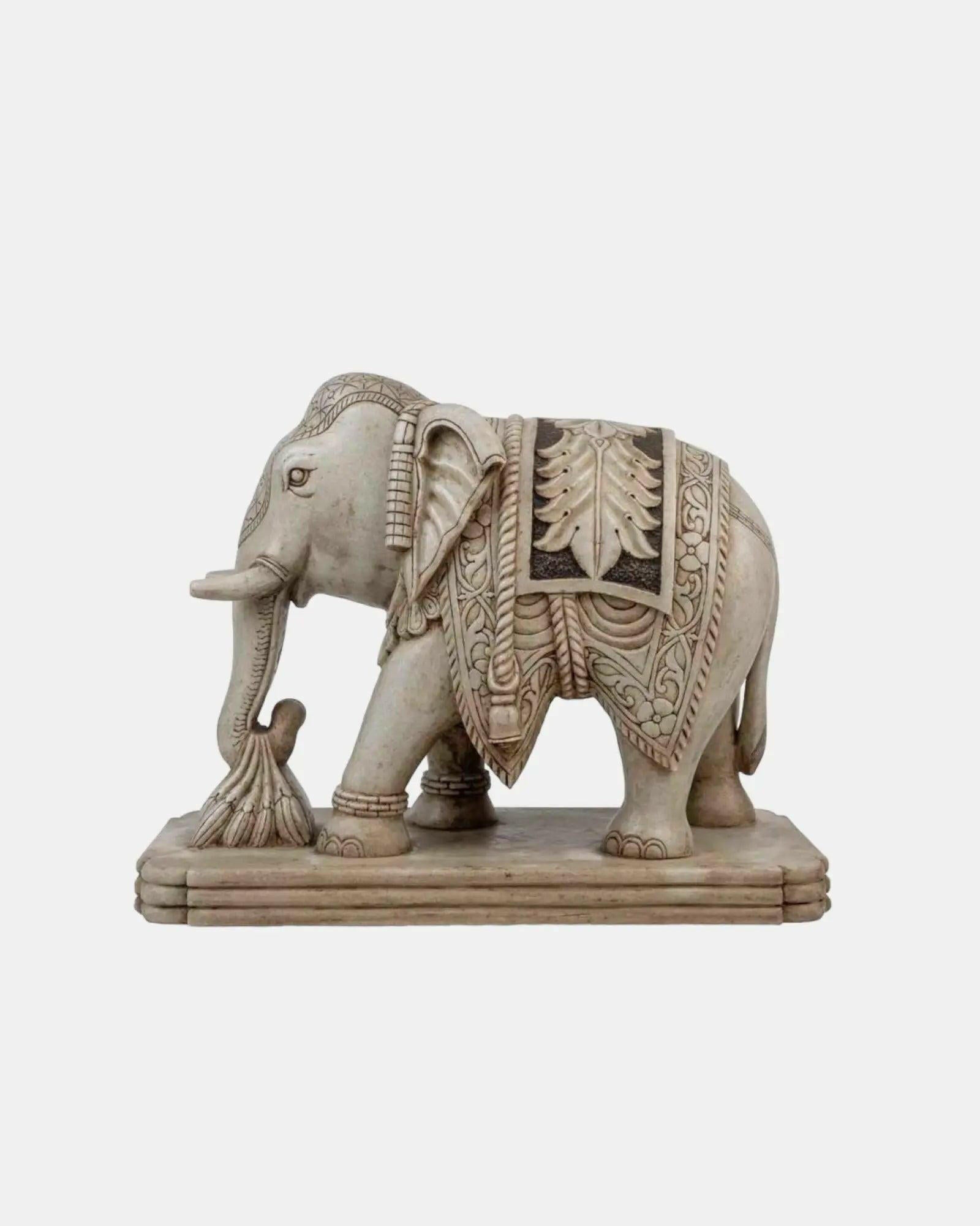 Elegant Pair of Carved Elephants.