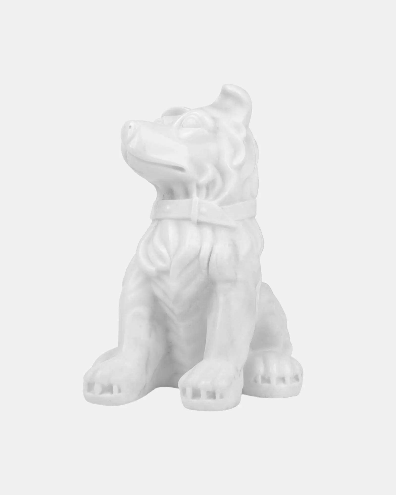 Elegant White Marble Dog Statue.