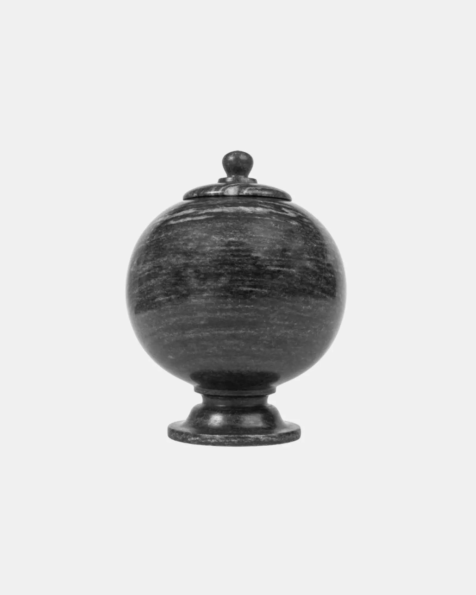 Orb-shaped Black Marble Cachepot.