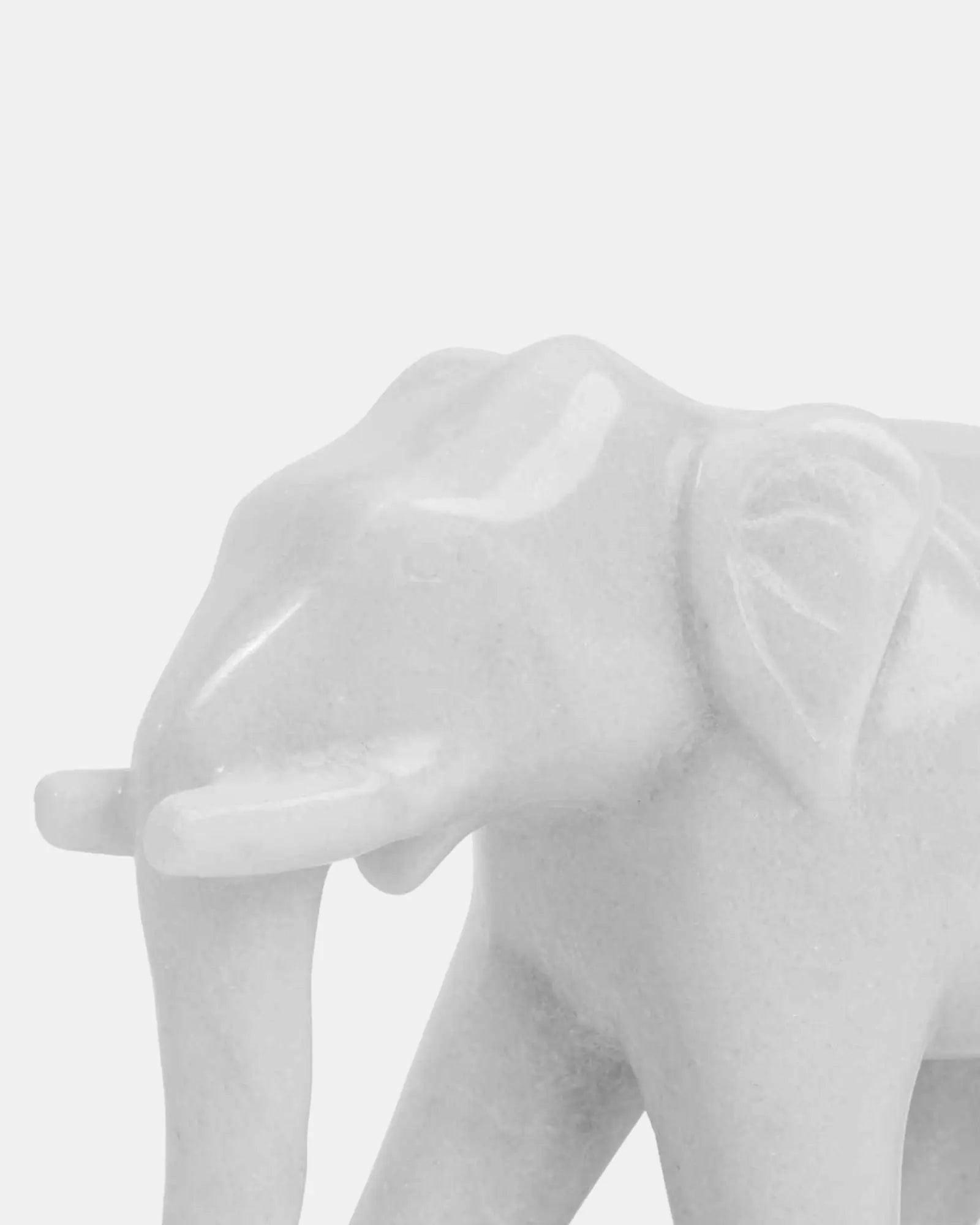 White Marble Elephant Pair Statue.