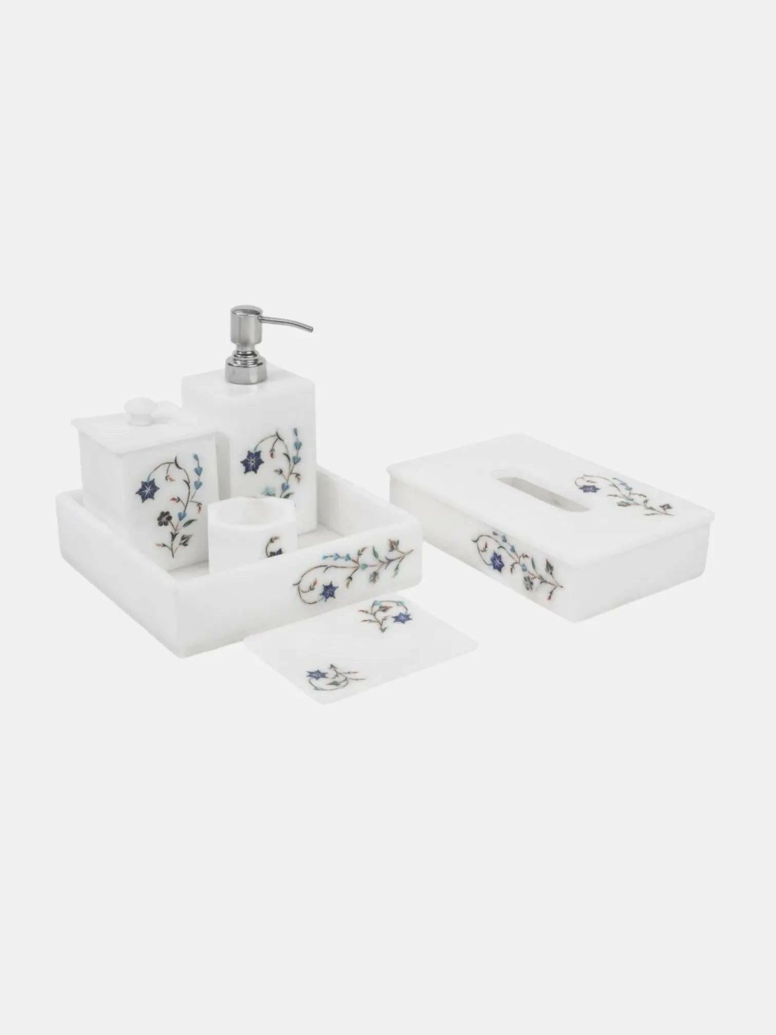 Azure Bloom Marble Bathroom Set.