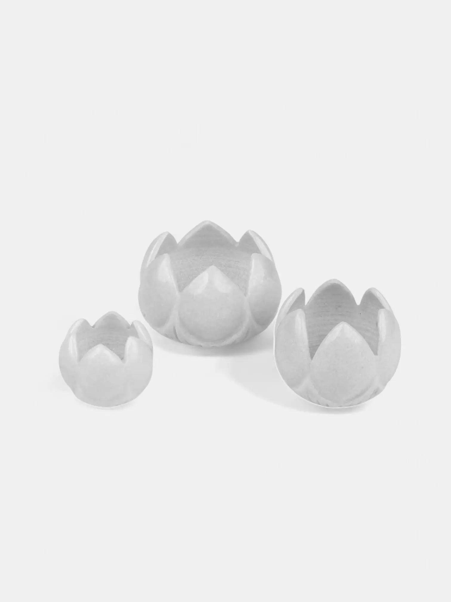 Set of 3 Floral Marble Candle Holders.