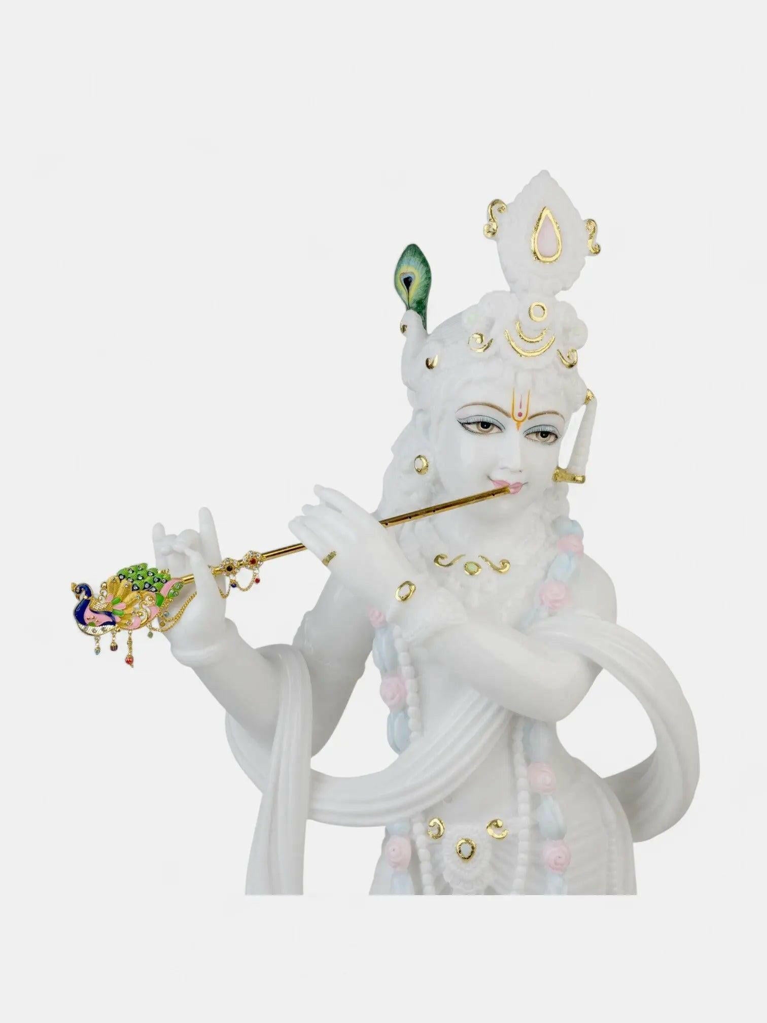 Radha Krishna White Marble Moorti.