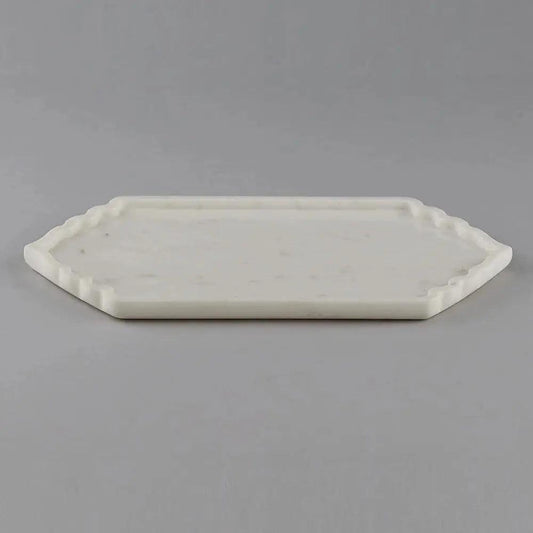 White Marble Serving Tray Long Maroc Platter Artifact Stonex