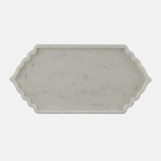 White Marble Serving Tray Long Maroc Platter Artifact Stonex