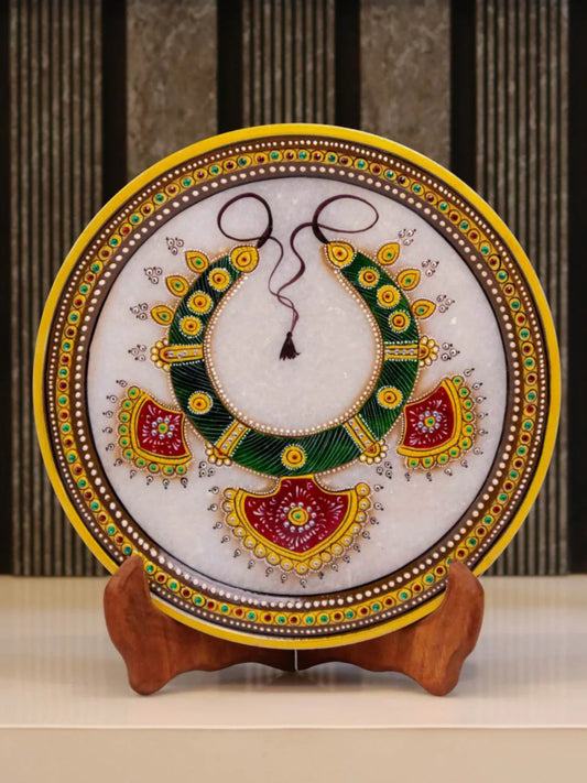 Traditional Jewelry Gold Leaf Marble Plate