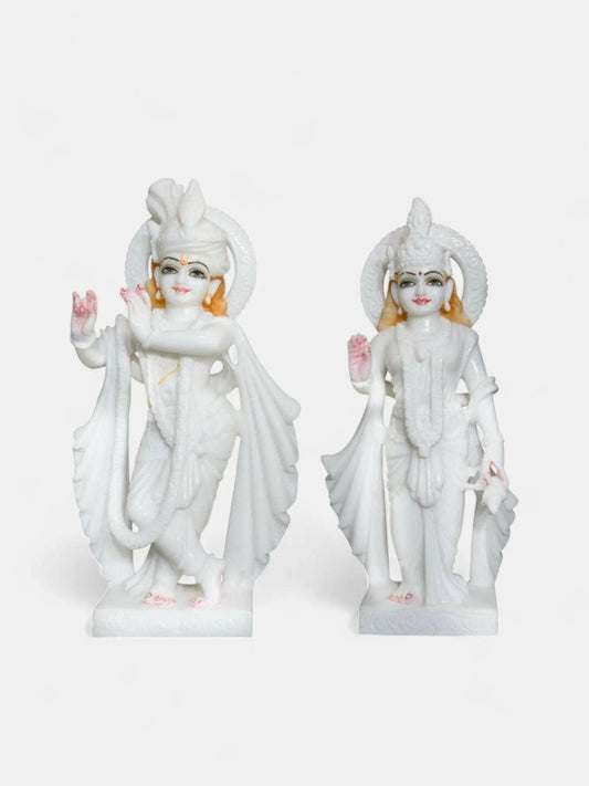 Radha Krishna, 18-Inch, White Marble Murti.