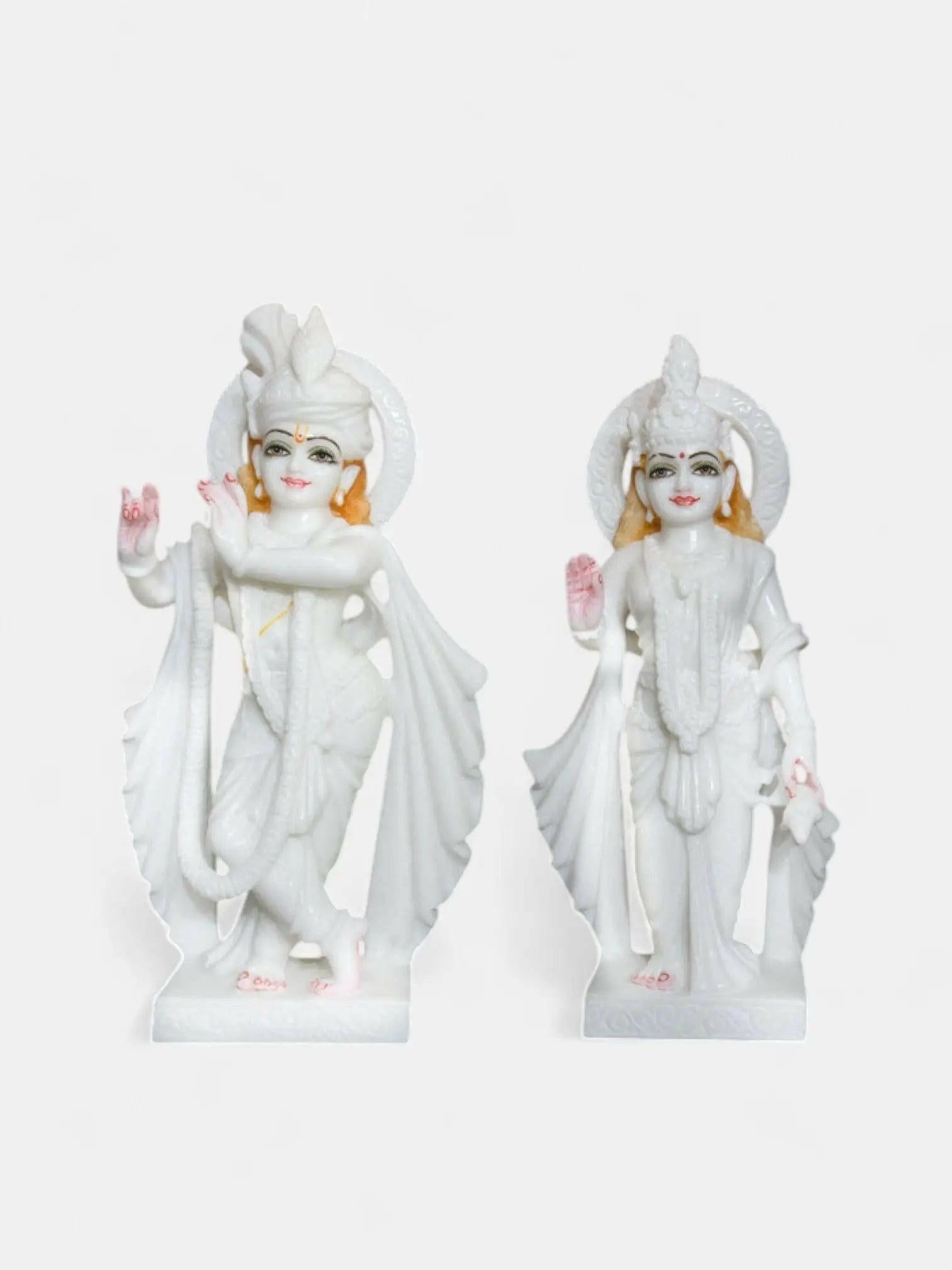 Radha Krishna, 18-Inch, White Marble Murti.