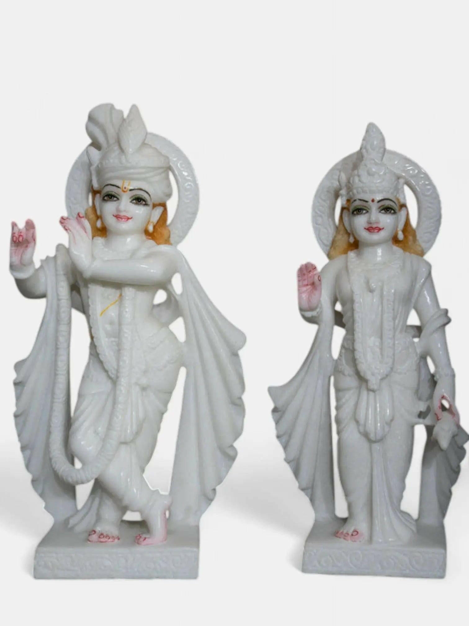 Radha Krishna, 18-Inch, White Marble Murti.