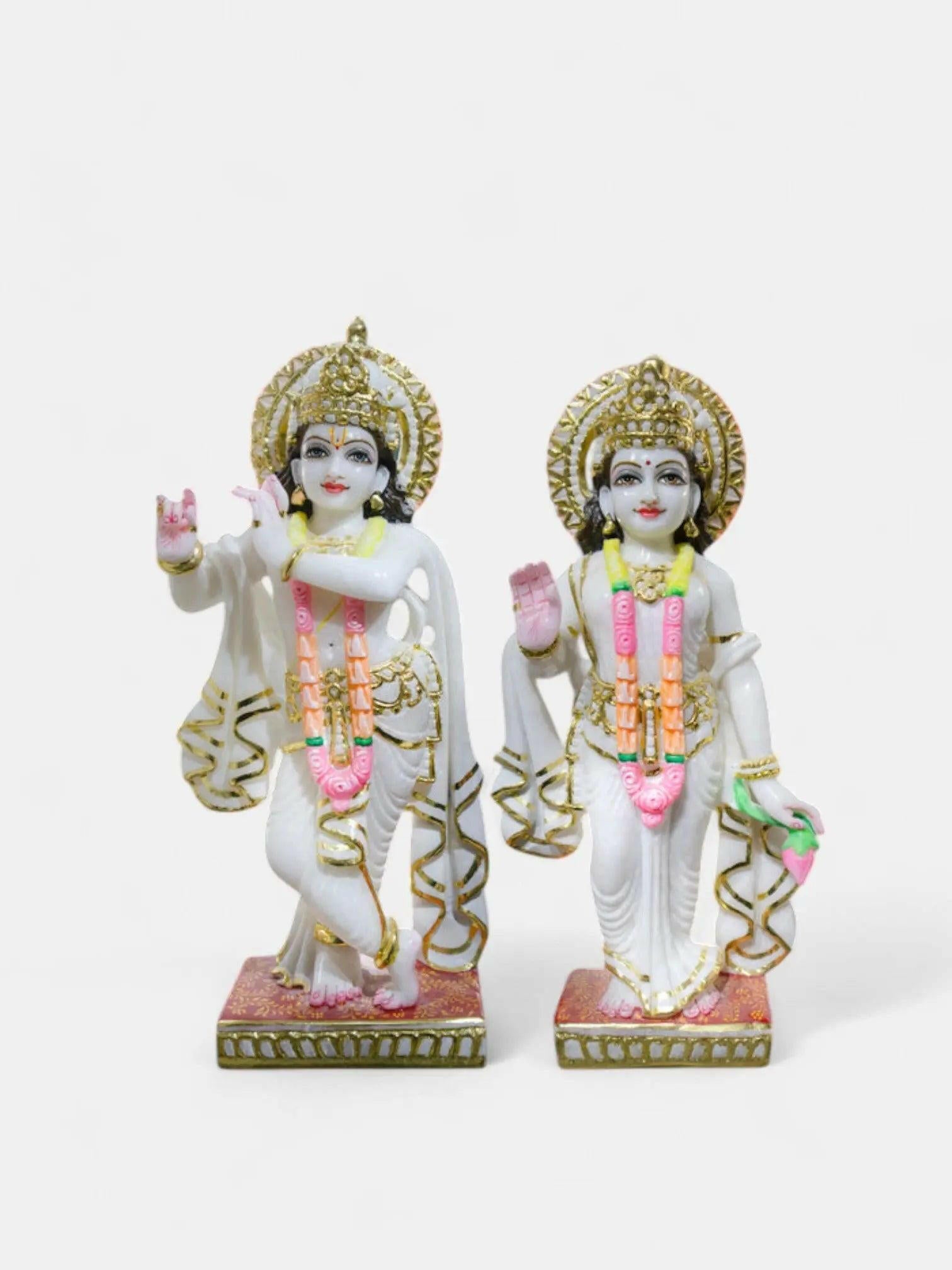 Radha Krishna 21-Inch White Marble Statue.