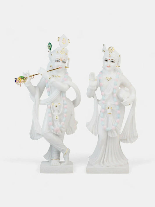 Radha Krishna White Marble Moorti.