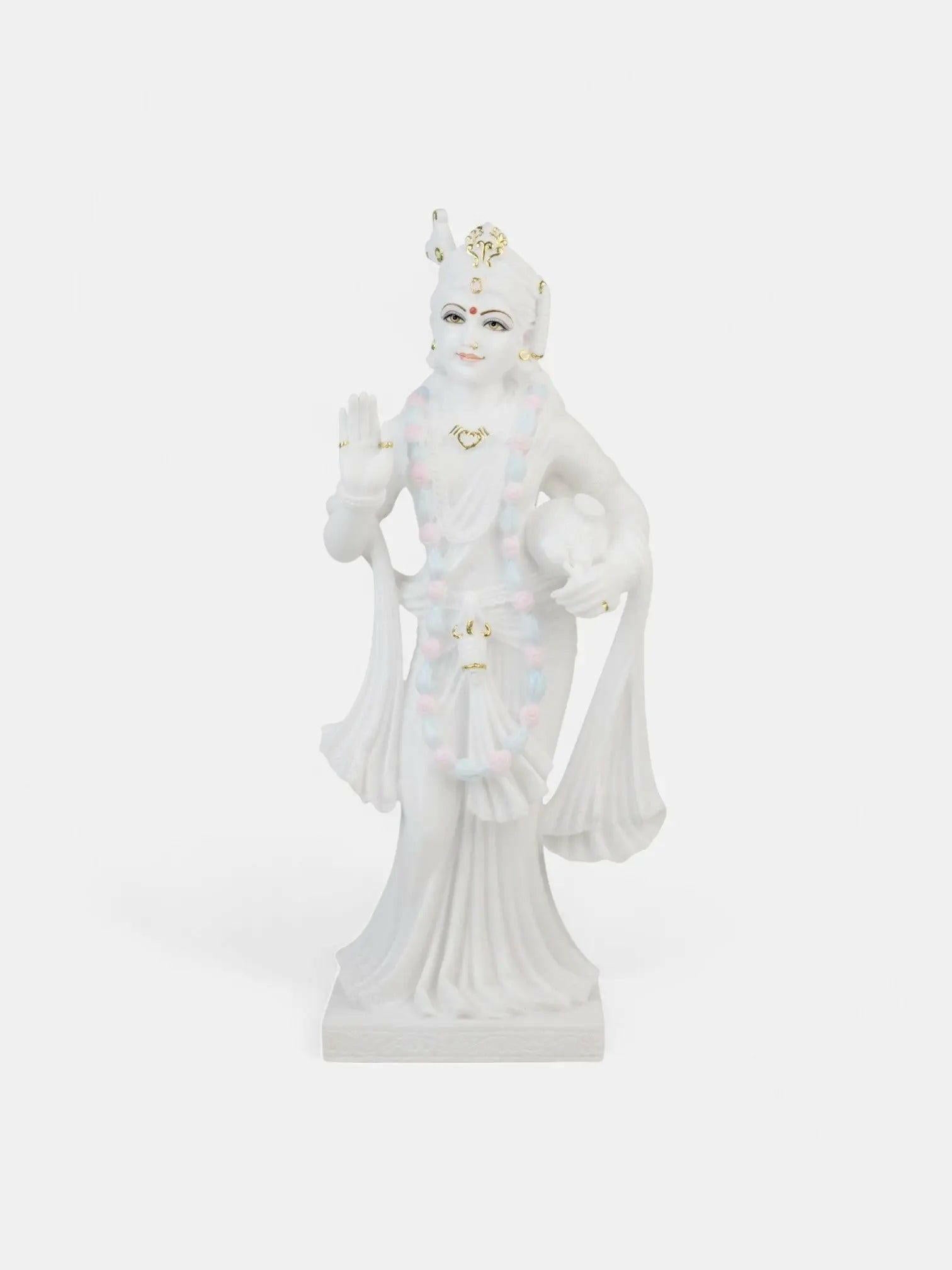 Radha Krishna White Marble Moorti.