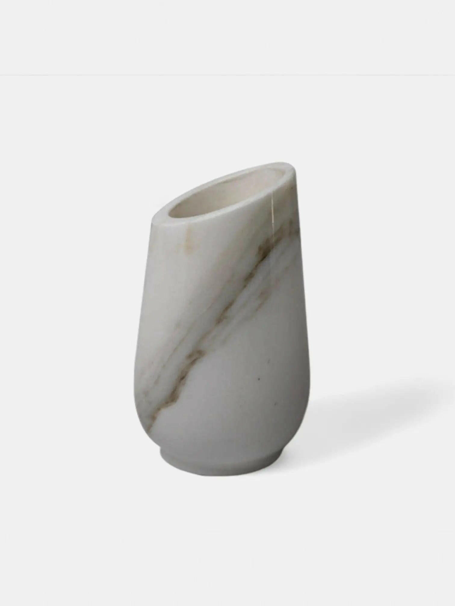 Statuario Marble Flower Vase, Elegant Decor.