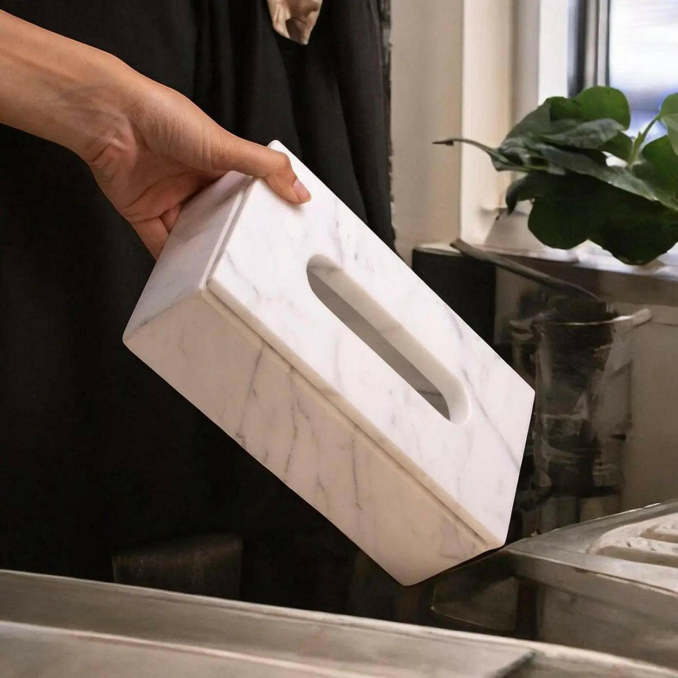 Statuario Marble Tissue Box Holder.