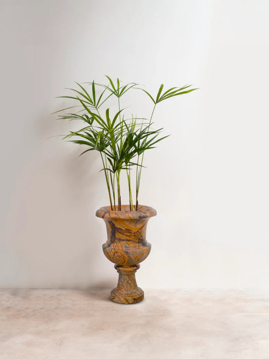 Bidasar Marble Plant Pot, Elegant Green Finish