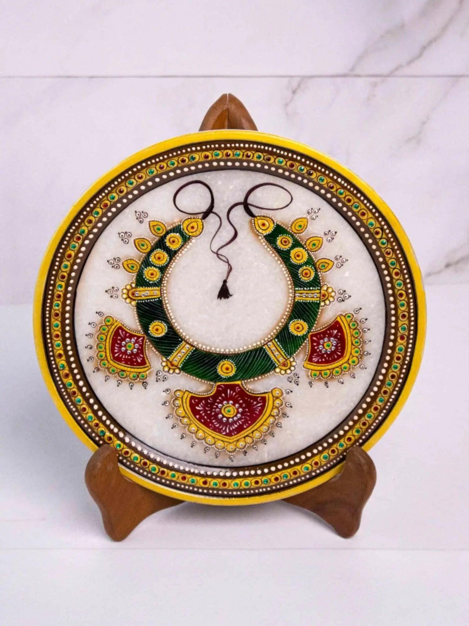 Traditional Jewelry Gold Leaf Marble Plate.