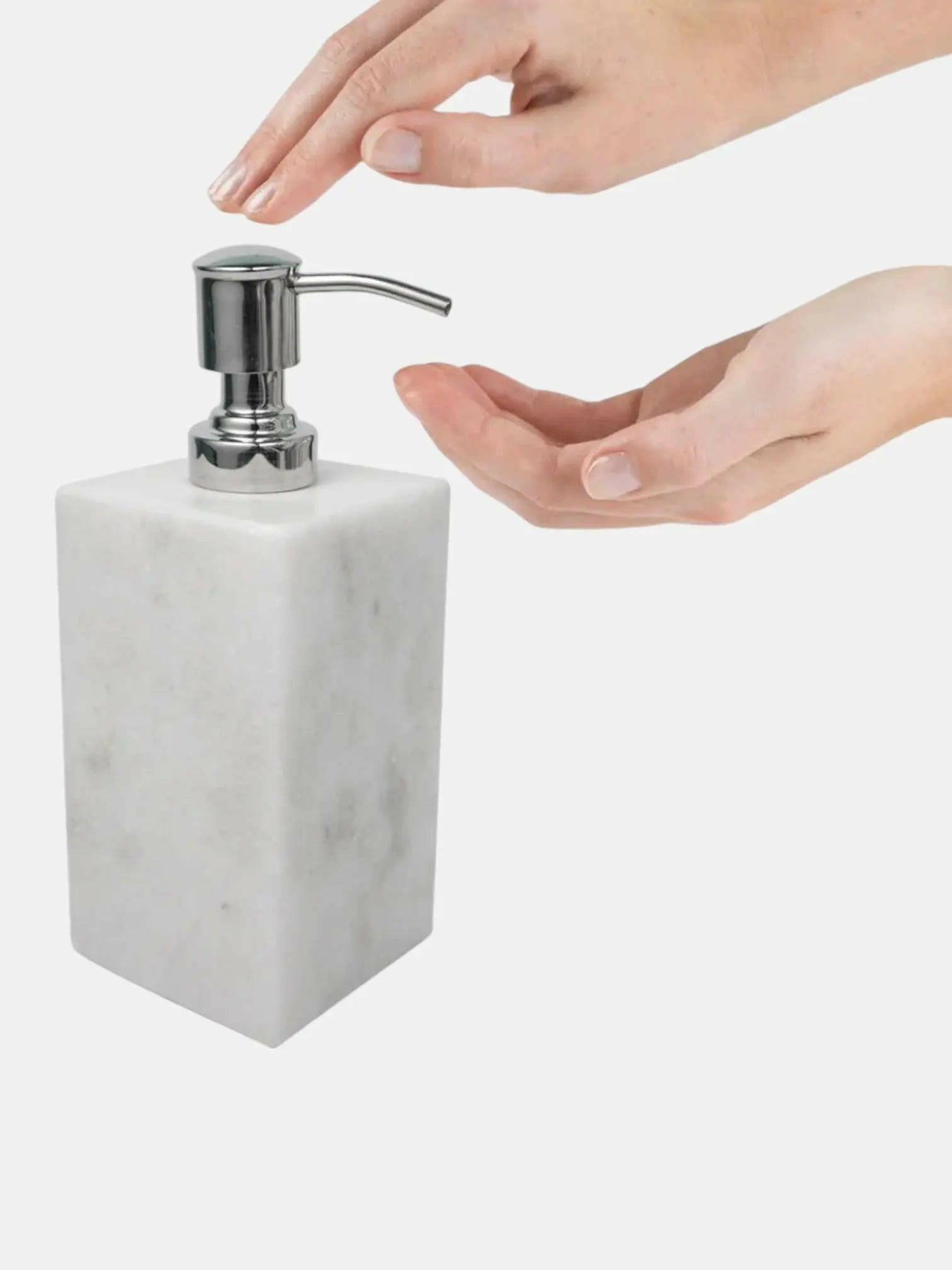 White Marble Soap Lotion Dispenser for Bathroom.